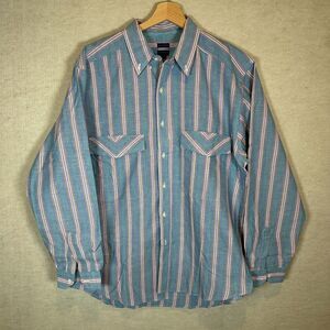 Hot Gossip Multicolor Western Striped Shirt Men's M Snap Button Pearl Pockets